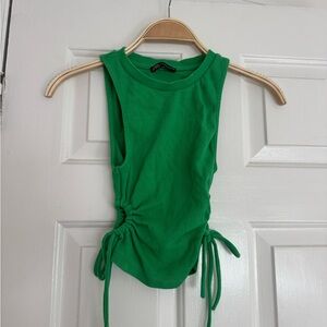 Zara Vibrant Green Ruched Tank Top